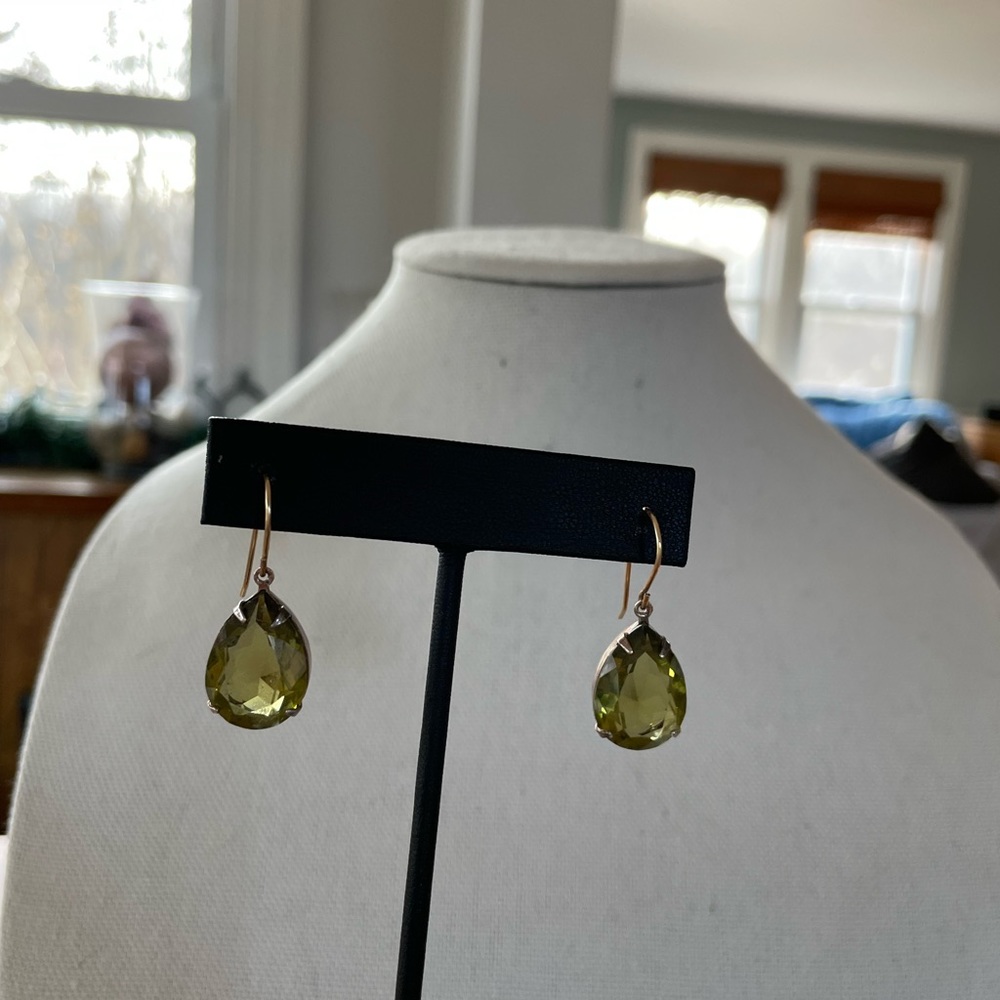 Olive colored crystal earrings